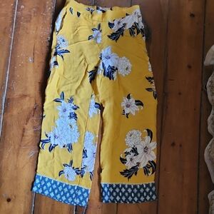 LOFT Yellow Floral Pants